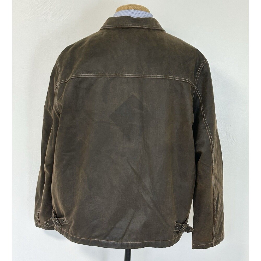 Mens Columbia Bomber Biker Jacket Size Large Distressed Oil Cloth Cotton Y2K VTG - Picture 3 of 12